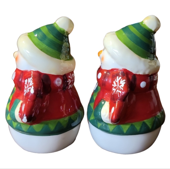 Vtg SNOWMAN SALT & PEPPER SHAKERS CHRISTMAS HOLIDAY XMAS DECOR Winter Ski Lodge - Picture 4 of 6